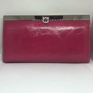 Pink Faux Leather Clutch Purse